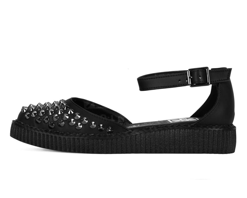 T.U.K. Shoes A9575L Black TUKskin™ Pointed Studded Sandal