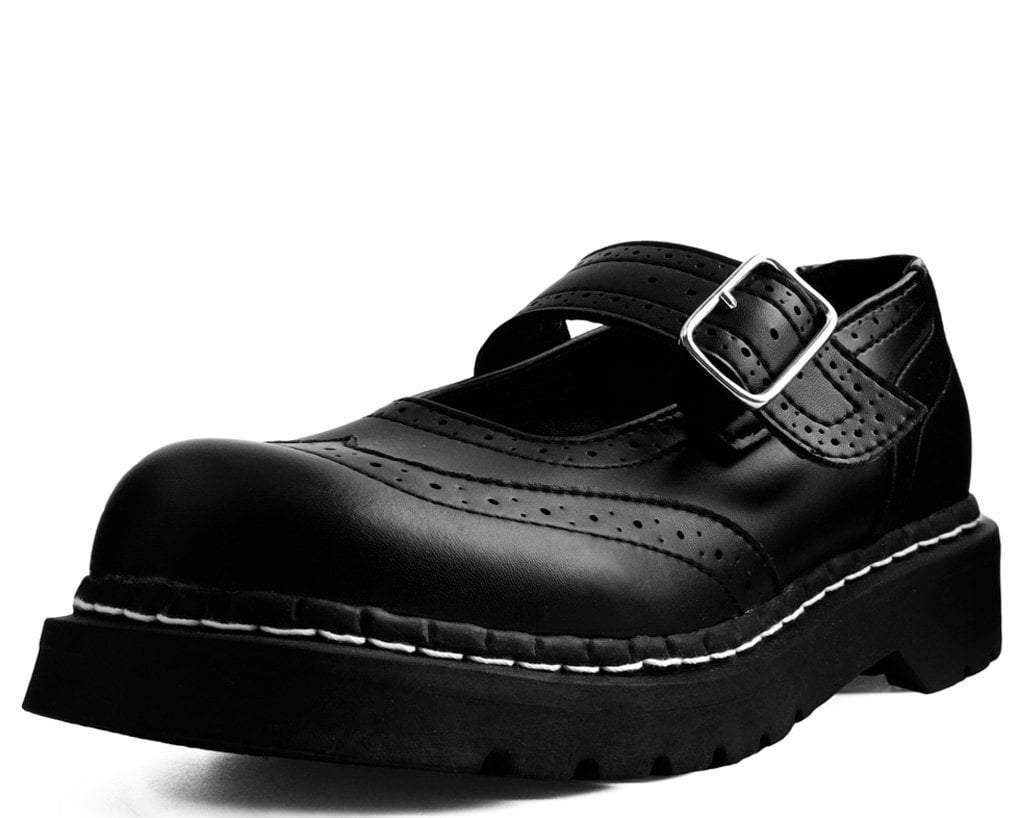 T.U.K. Shoes T2269 Black TUKskin™ Brogue Mary Jane