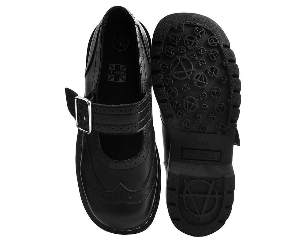 T.U.K. Shoes T2269 Black TUKskin™ Brogue Mary Jane