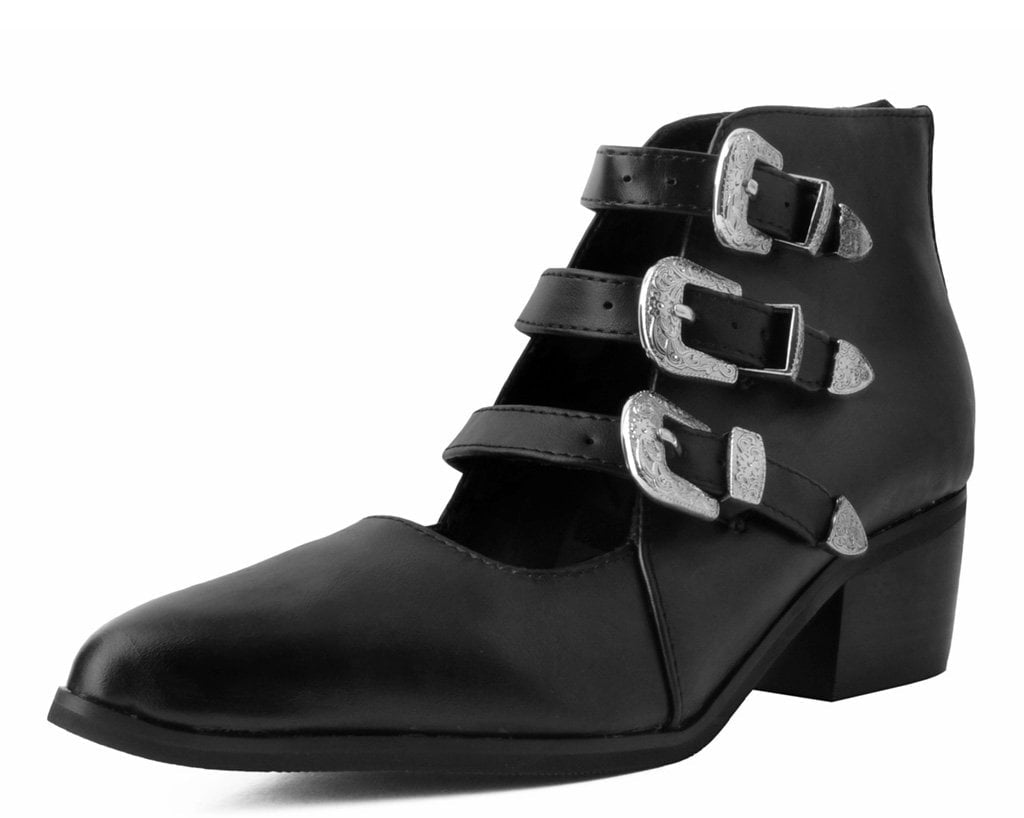 T.U.K. Shoes A9625L Black Western Buckle Block Heel
