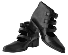 T.U.K. Shoes A9625L Black Western Buckle Block Heel