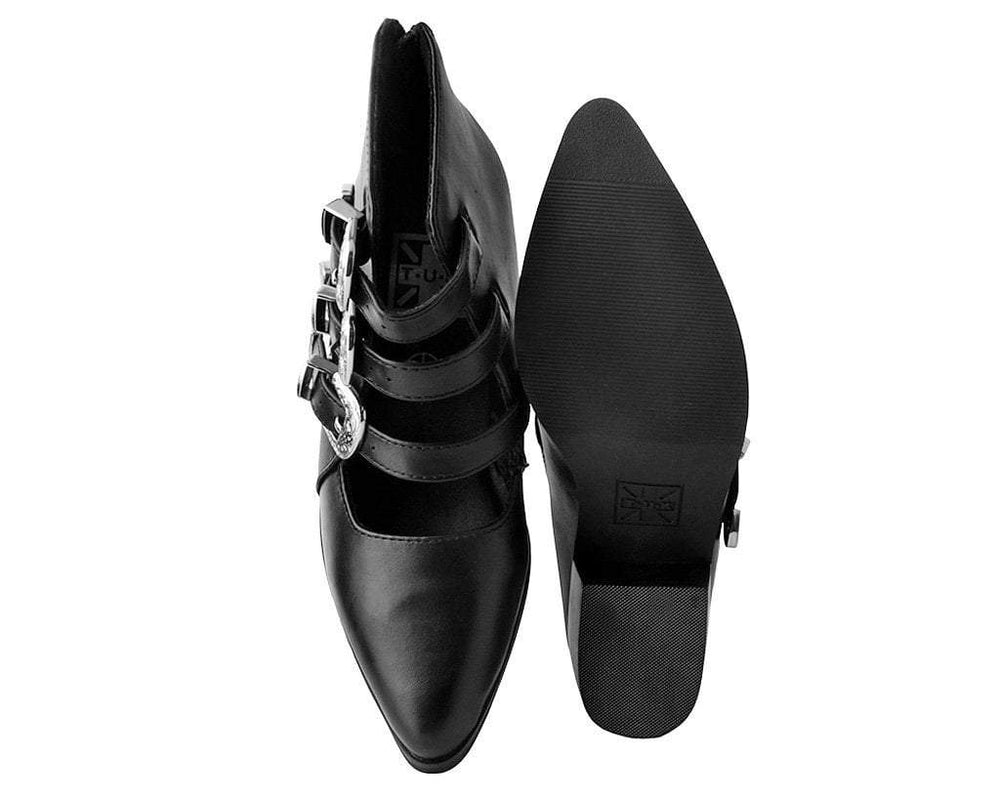 T.U.K. Shoes A9625L Black Western Buckle Block Heel