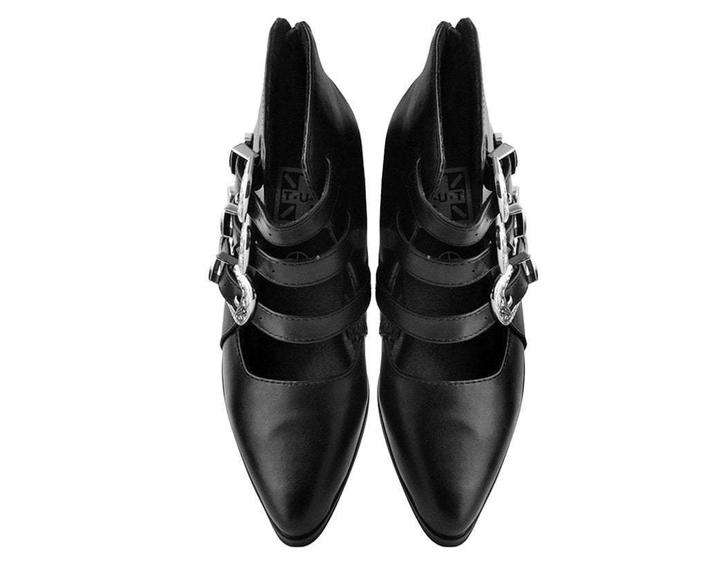 T.U.K. Shoes A9625L Black Western Buckle Block Heel