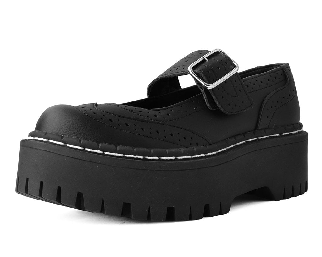 T.U.K. Shoes A9887L Black Double Decker Mary Jane