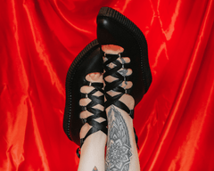 T.U.K. Shoes A9768L Black TUKskin™ 5-Loop Ribbon Mary Jane