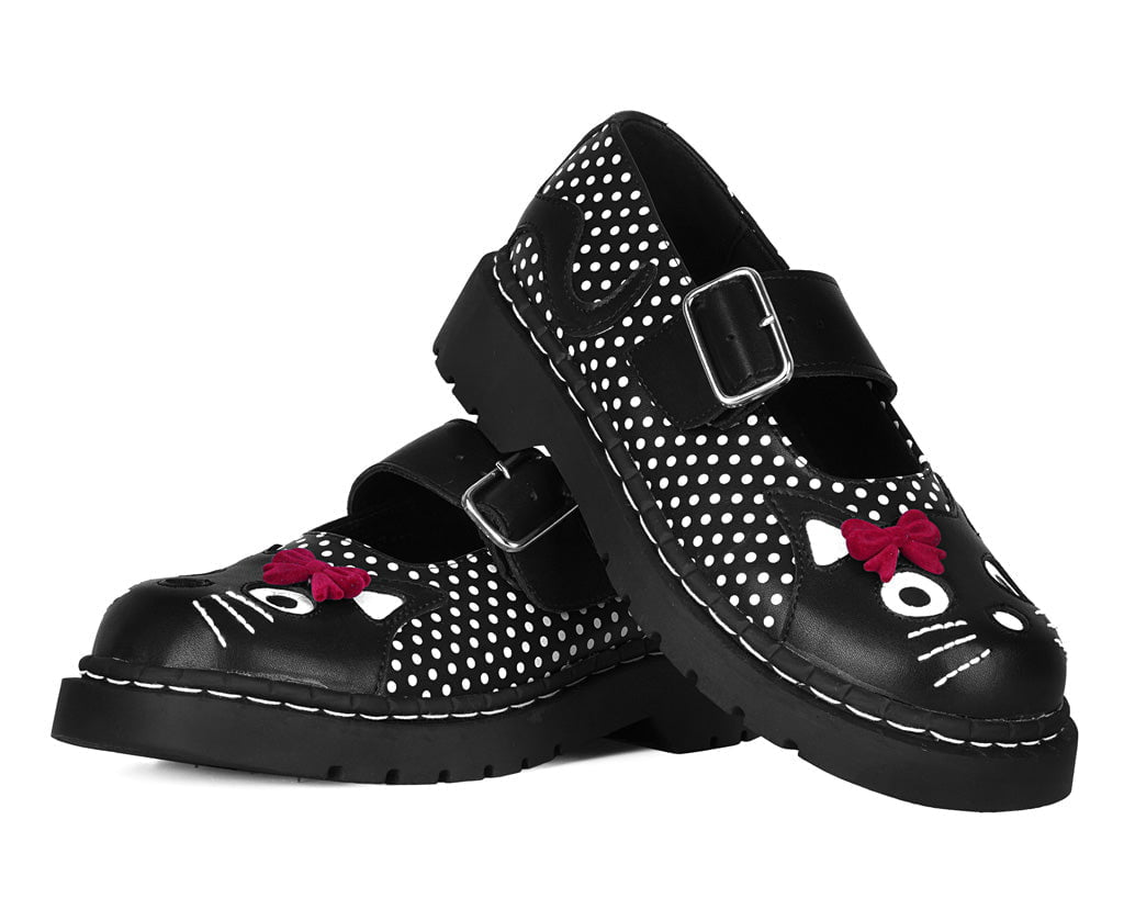 T.U.K. Shoes T2353 Black Polka Dot Kitty Mary Jane
