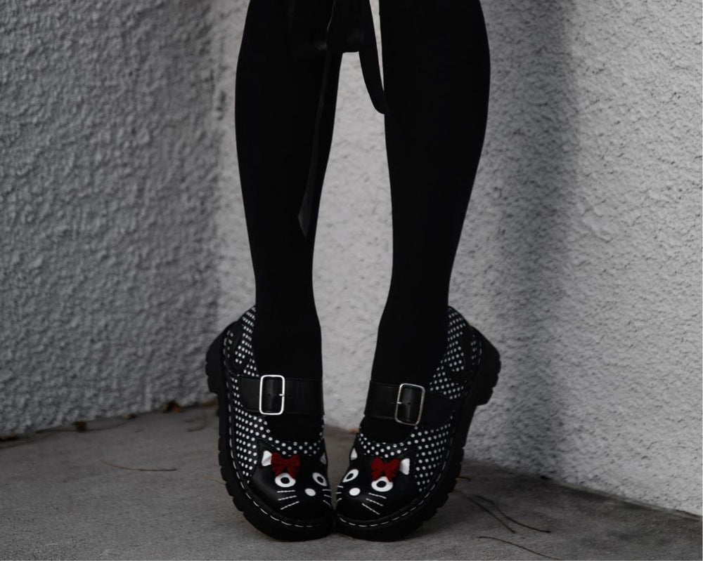 T.U.K. Shoes T2353 Black Polka Dot Kitty Mary Jane