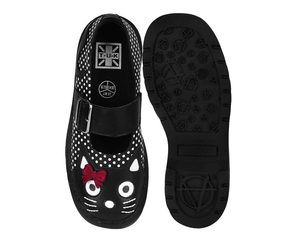 T.U.K. Shoes T2353 Black Polka Dot Kitty Mary Jane
