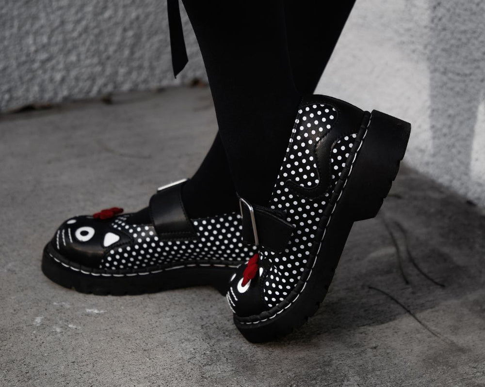 T.U.K. Shoes T2353 Black Polka Dot Kitty Mary Jane
