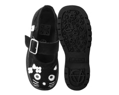 T.U.K. Shoes T2327 Black Suede Kitty Flower Mary Jane