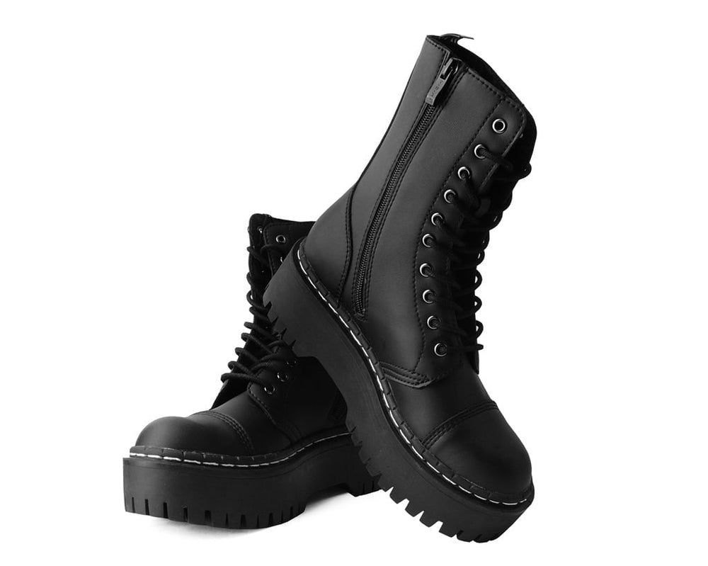 T.U.K. Shoes A3116 Black TUKskin™ 10-Eye Double Decker Boot
