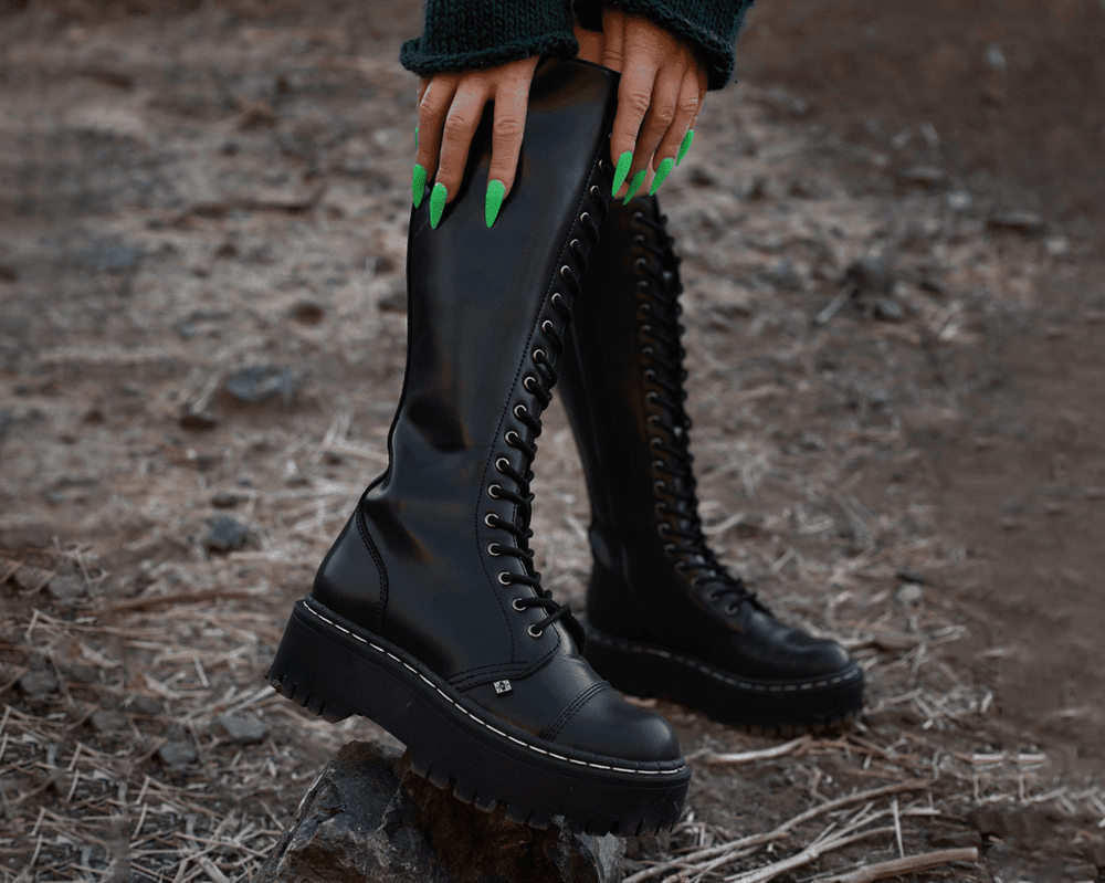 T.U.K. Shoes A3117 Black TUKskin™ Knee-high Double Decker Boot