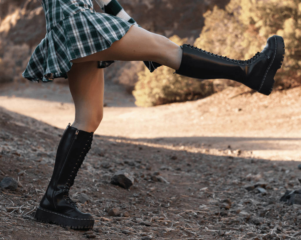 T.U.K. Shoes A3117 Black TUKskin™ Knee-high Double Decker Boot