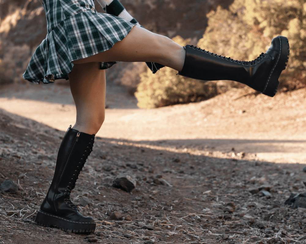 T.U.K. Shoes A3117 Black TUKskin™ Knee-high Double Decker Boot