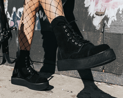 T.U.K. Shoes A8642L Black Suede Viva Mondo Boots