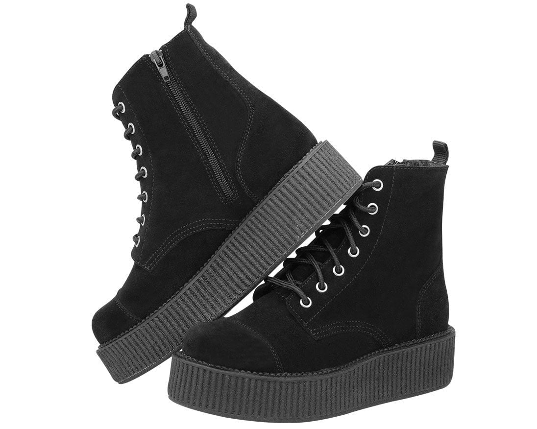 T.U.K. Shoes A8642L Black Suede Viva Mondo Boots