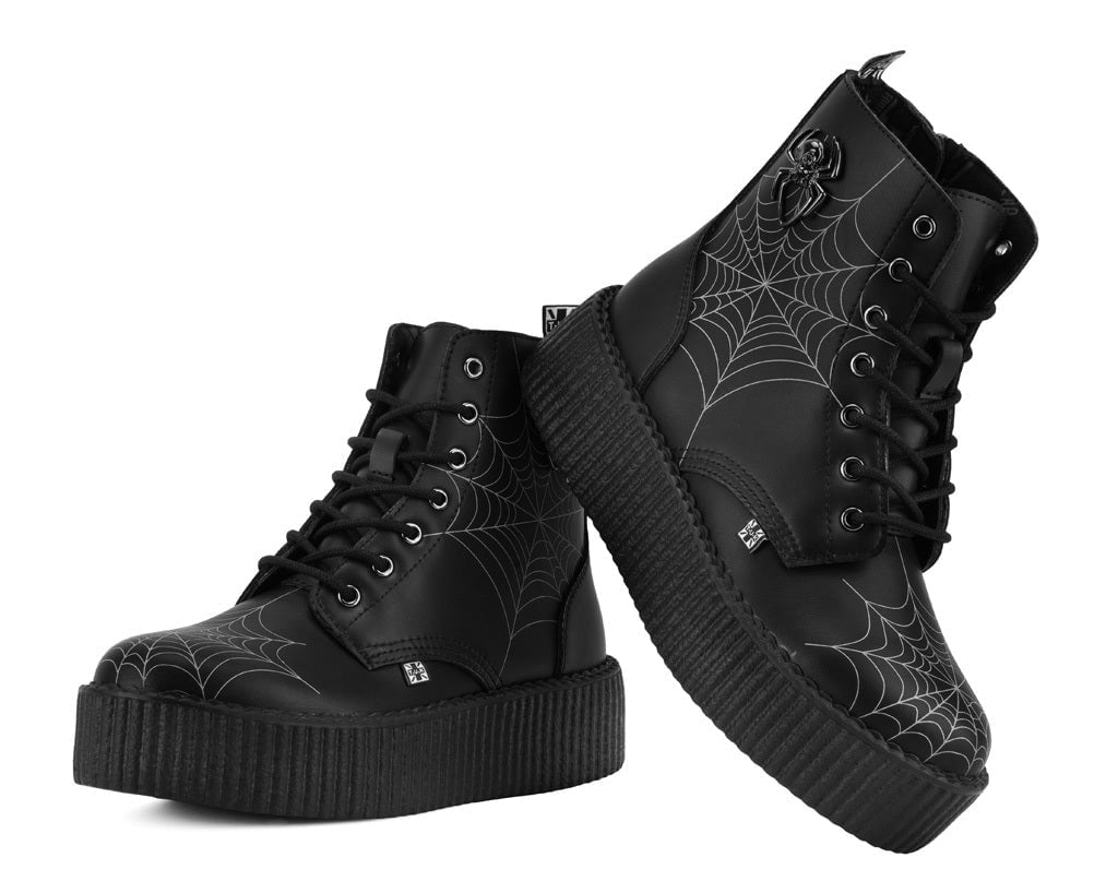 T.U.K. Shoes V3435 Black TUKskin 7 eye Spiderweb Viva Mondo Boot