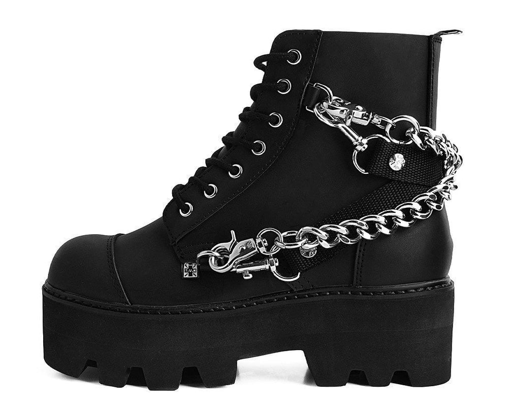 T.U.K. Shoes A9752 Black 7-Eye Chain & Strap Dino Lug Boot