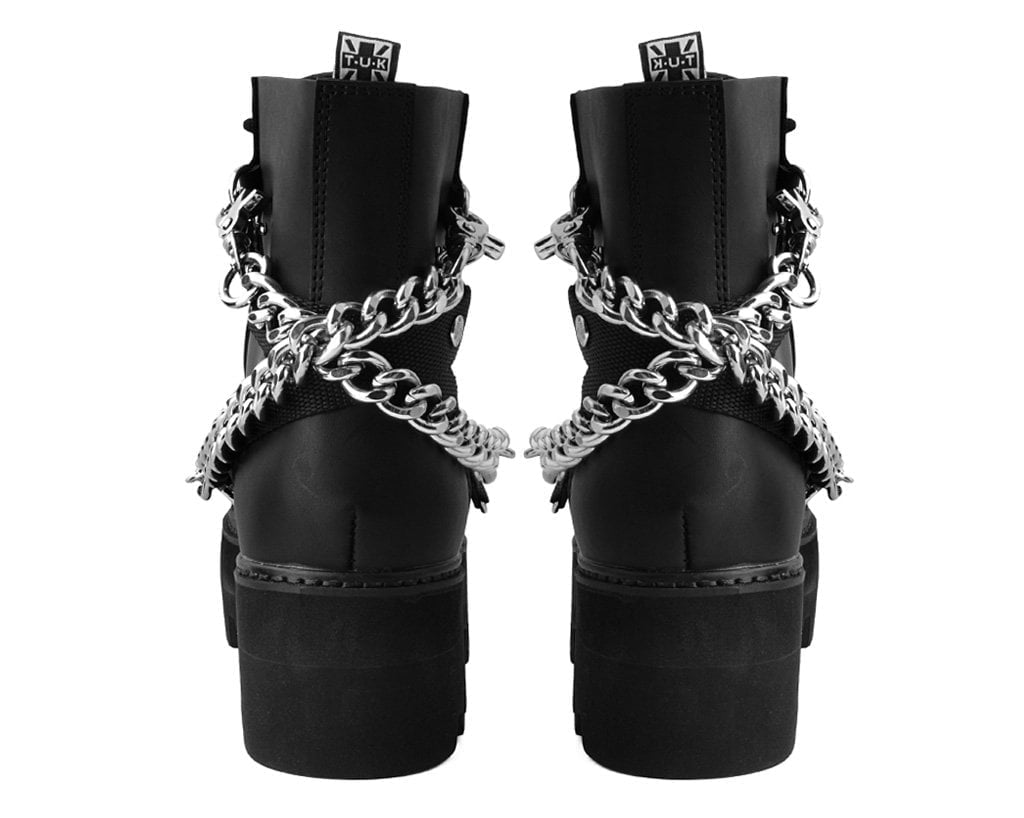 T.U.K. Shoes A9752 Black 7-Eye Chain & Strap Dino Lug Boot