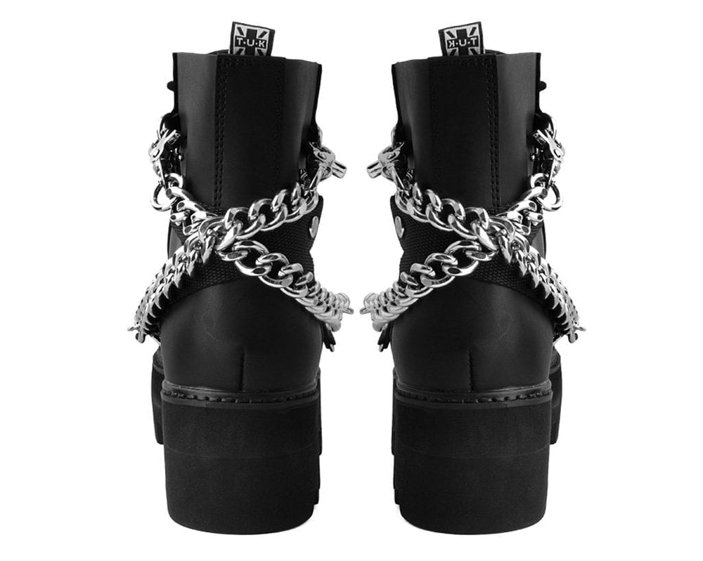 T.U.K. Shoes A9752 Black 7-Eye Chain & Strap Dino Lug Boot
