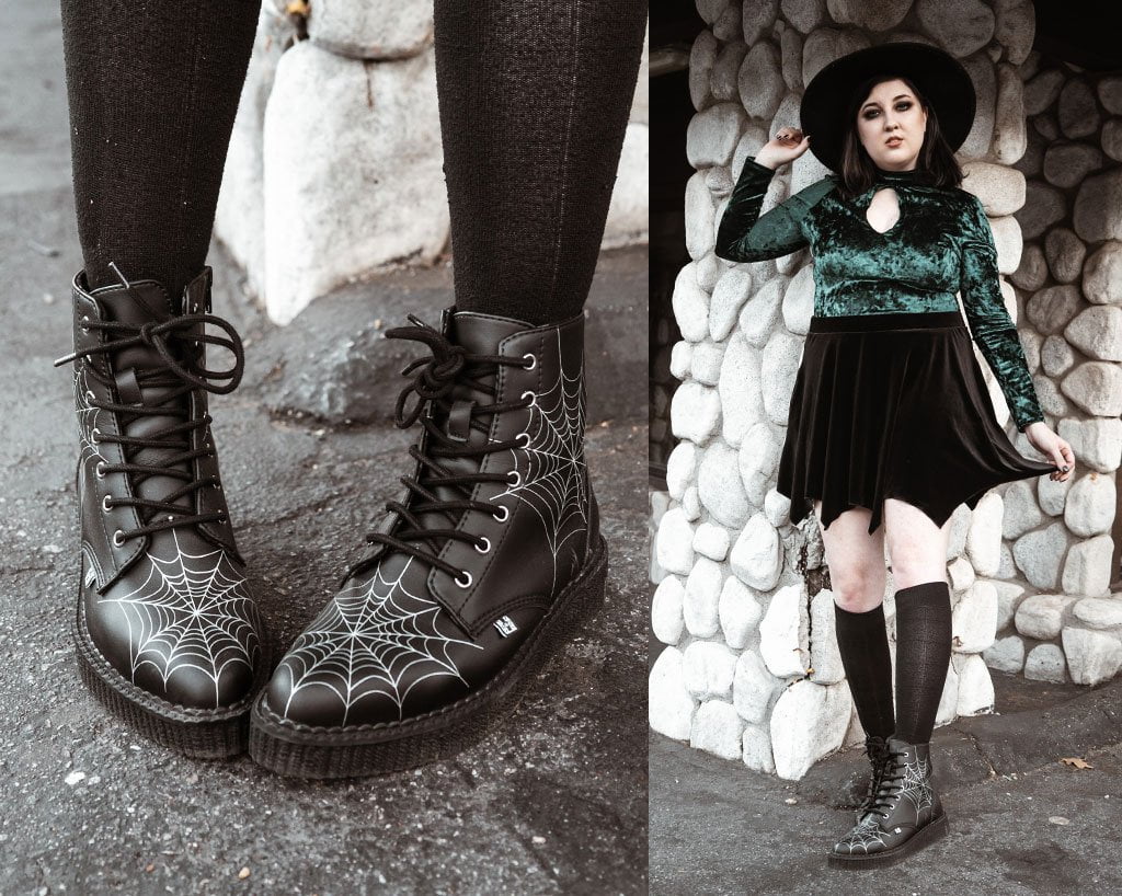 T.U.K. Shoes A9746 Black  TUKskin™ 7-Eye Spiderweb Glow Boot