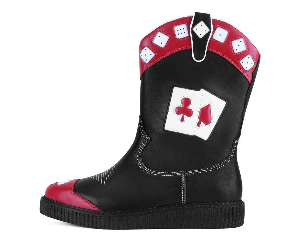 T.U.K. Shoes A3440 Black & Red Playing Cards Western Creeper Boot