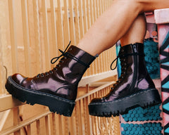 T.U.K. Shoes A3194 Burgundy Rub-Off 10-Eye Double Decker Boot