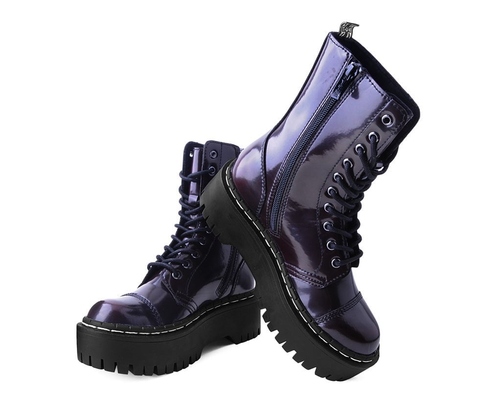 T.U.K. Shoes A3194 Burgundy Rub-Off 10-Eye Double Decker Boot