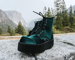 T.U.K. Shoes V9759L Green Velvet 7-Eye Viva Mondo Boot