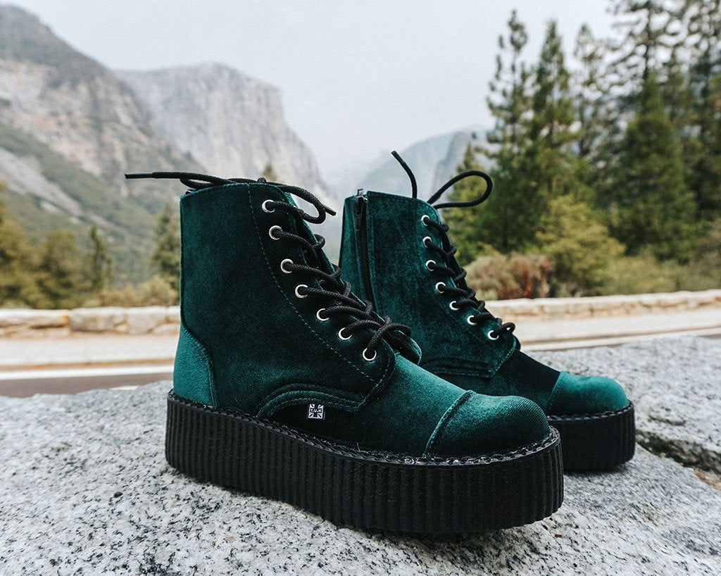 T.U.K. Shoes V9759L Green Velvet 7-Eye Viva Mondo Boot