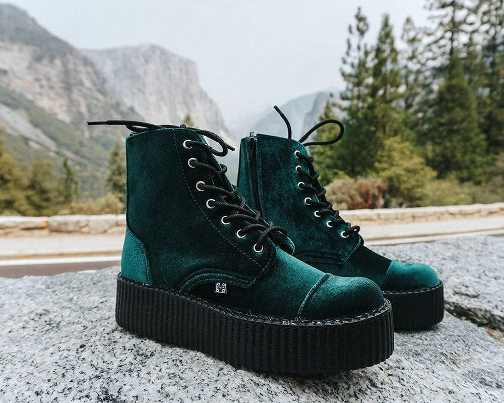 T.U.K. Shoes V9759L Green Velvet 7-Eye Viva Mondo Boot