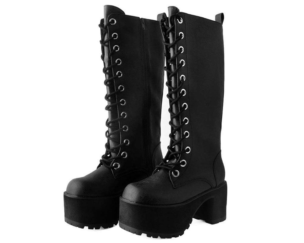 T.U.K. Shoes A9649L Distressed Knee-High Nosebleed Boot