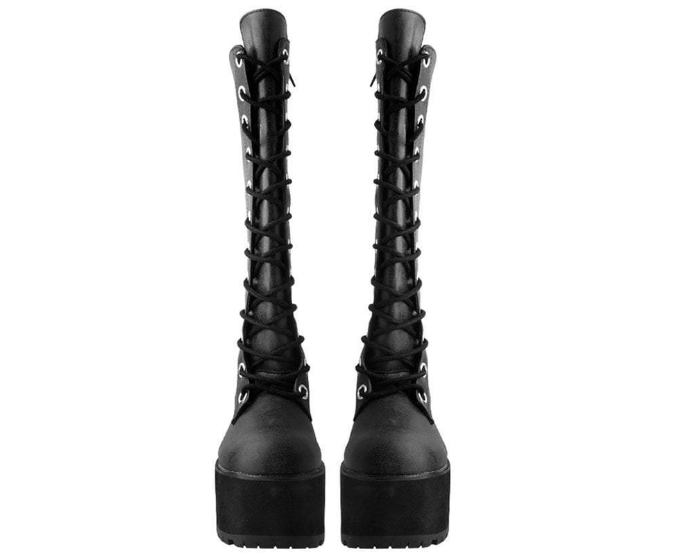 T.U.K. Shoes A9649L Distressed Knee-High Nosebleed Boot