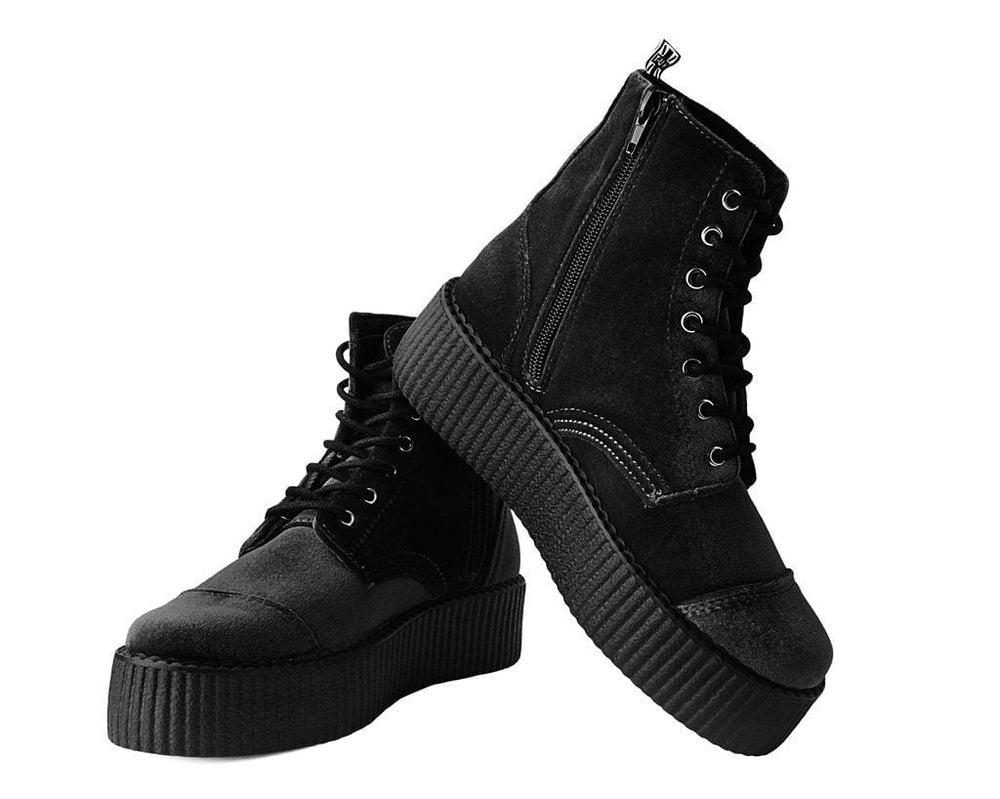 T.U.K. Shoes V9758L Black Velvet 7-Eye Viva Mondo Boot