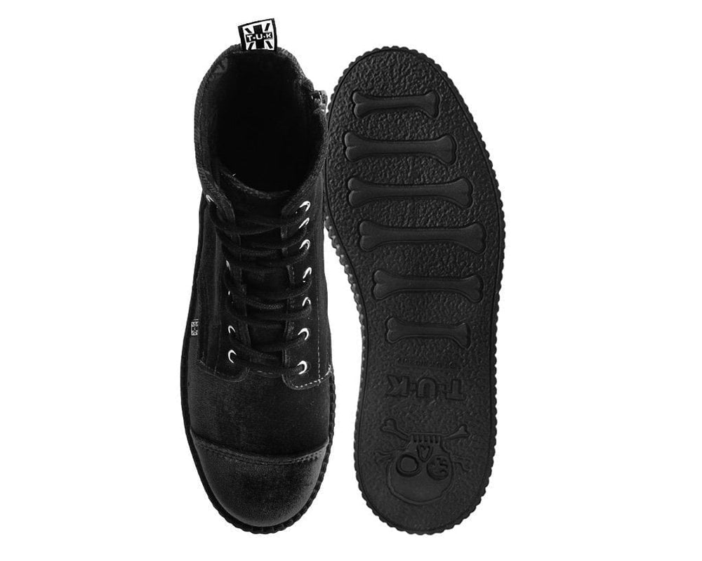 T.U.K. Shoes V9758L Black Velvet 7-Eye Viva Mondo Boot