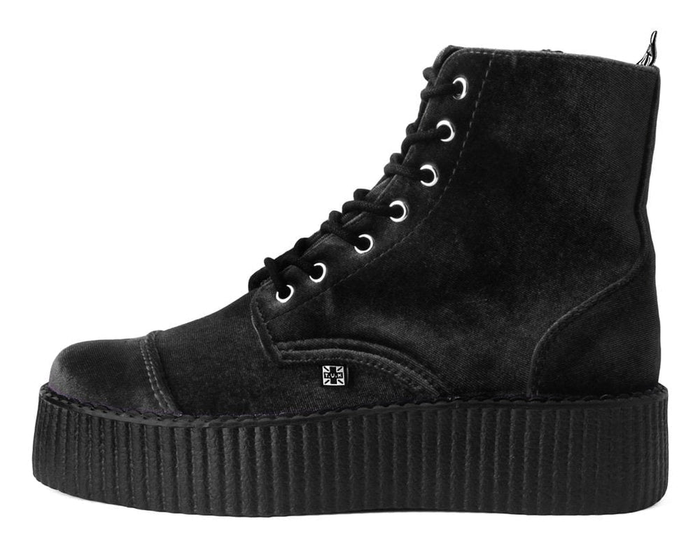 T.U.K. Shoes V9758L Black Velvet 7-Eye Viva Mondo Boot
