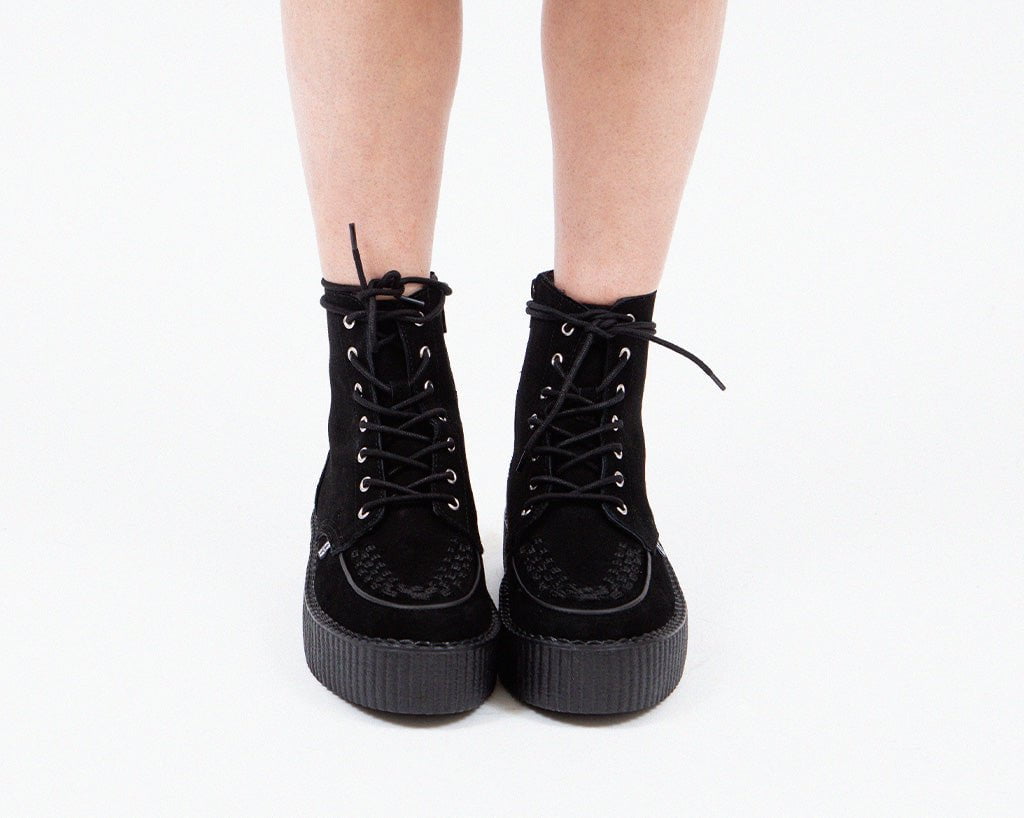 T.U.K. Shoes V3332 Black Suede Interlace Viva Mondo Boot