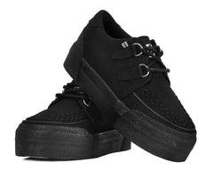 T.U.K. Shoes A3328 Black Canvas Interlace Platform Creeper Sneaker