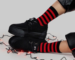 T.U.K. Shoes A3328 Black Canvas Interlace Platform Creeper Sneaker