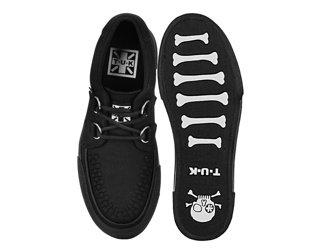 T.U.K. Shoes A3328 Black Canvas Interlace Platform Creeper Sneaker
