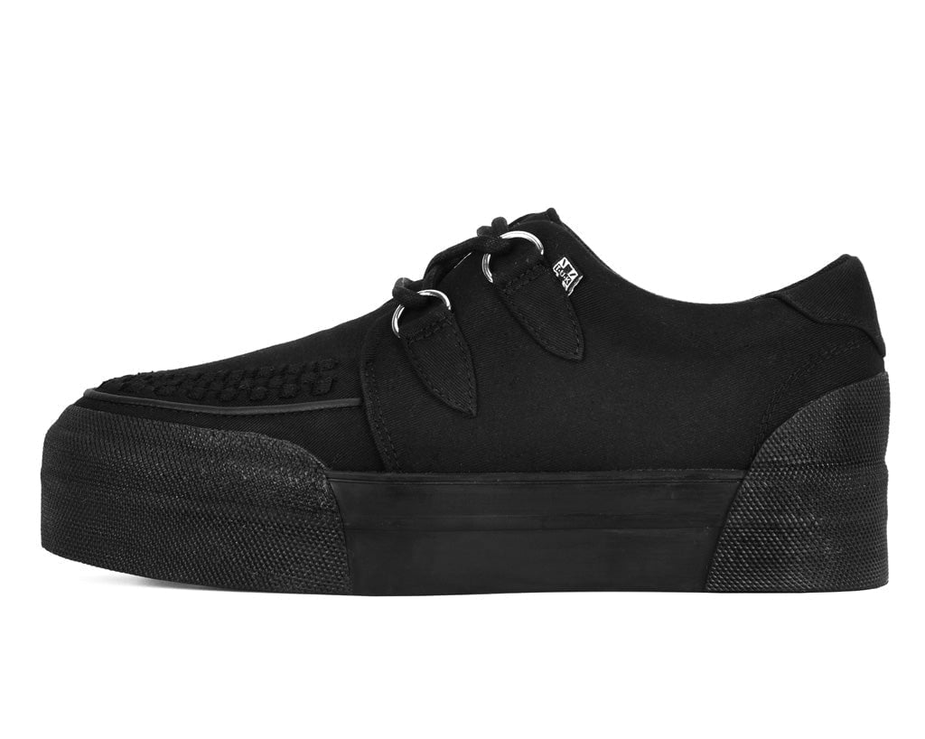 T.U.K. Shoes A3328 Black Canvas Interlace Platform Creeper Sneaker