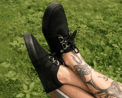 T.U.K. Shoes A9486 Black Basic Twill D-Ring Sneaker