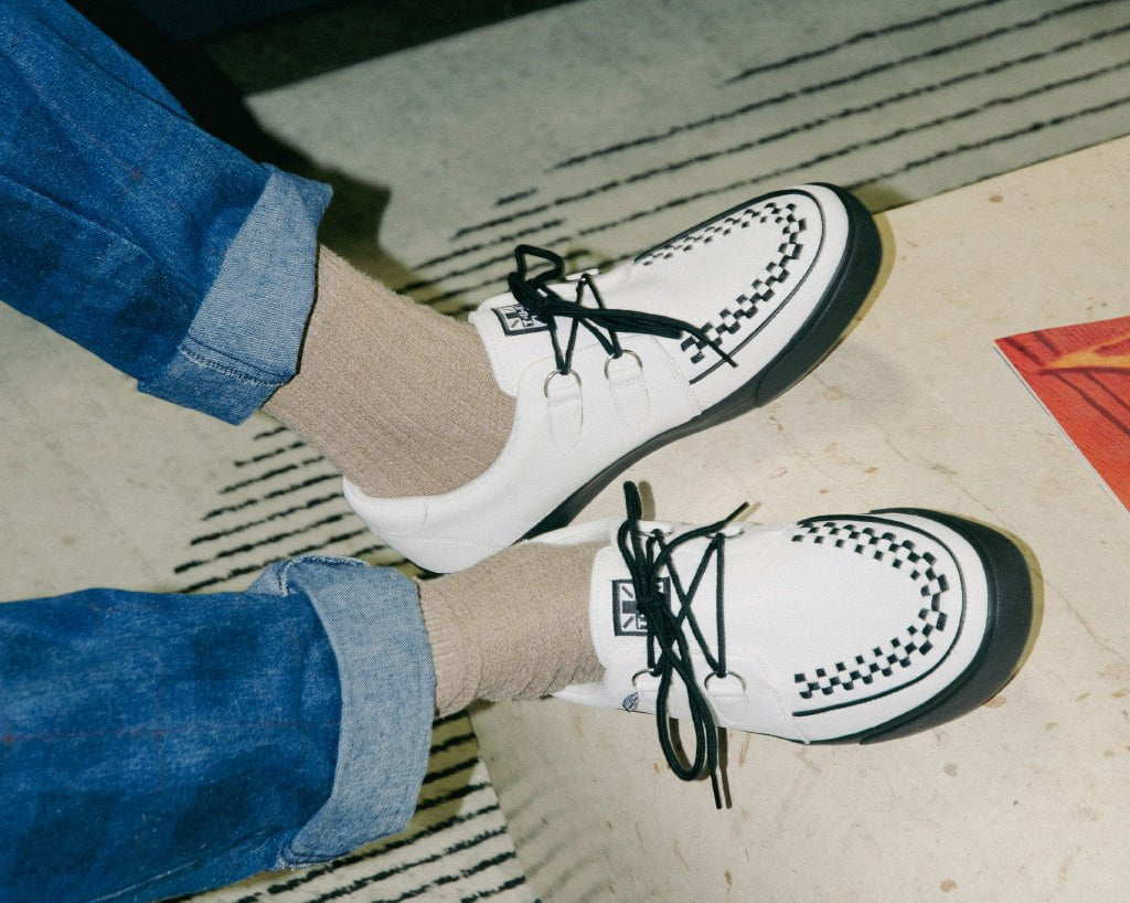 T.U.K. Shoes A9179 White Leather D-Ring Sneaker