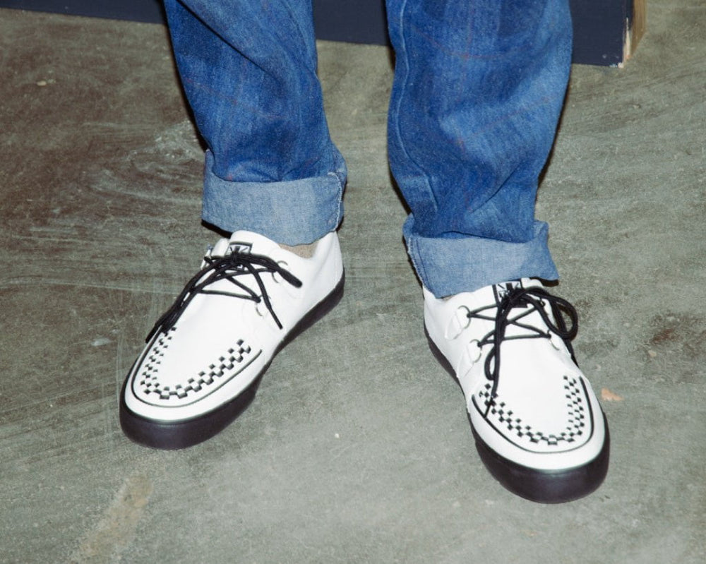 T.U.K. Shoes A9179 White Leather D-Ring Sneaker