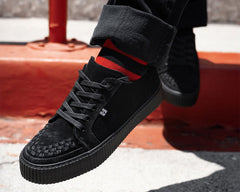 T.U.K. Shoes A3313 Black Suede Lace-Up Creeper Sneaker