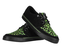 T.U.K. Shoes A3399 Black & Green Leopard Suede Creeper Sneaker
