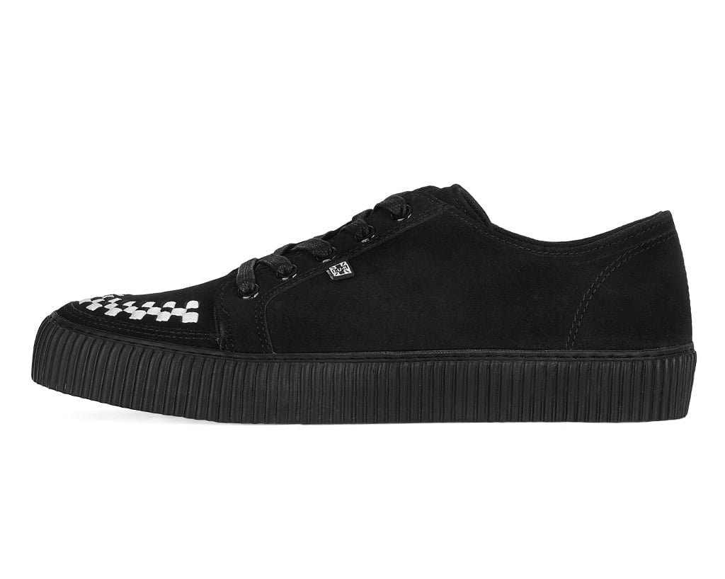 T.U.K. Shoes A3430 Black & White Suede Lace-Up Creeper Sneaker