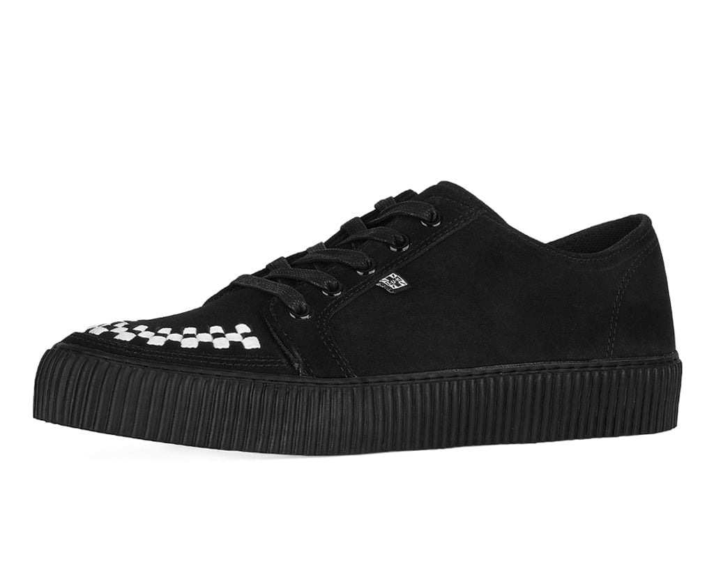 T.U.K. Shoes A3430 Black & White Suede Lace-Up Creeper Sneaker