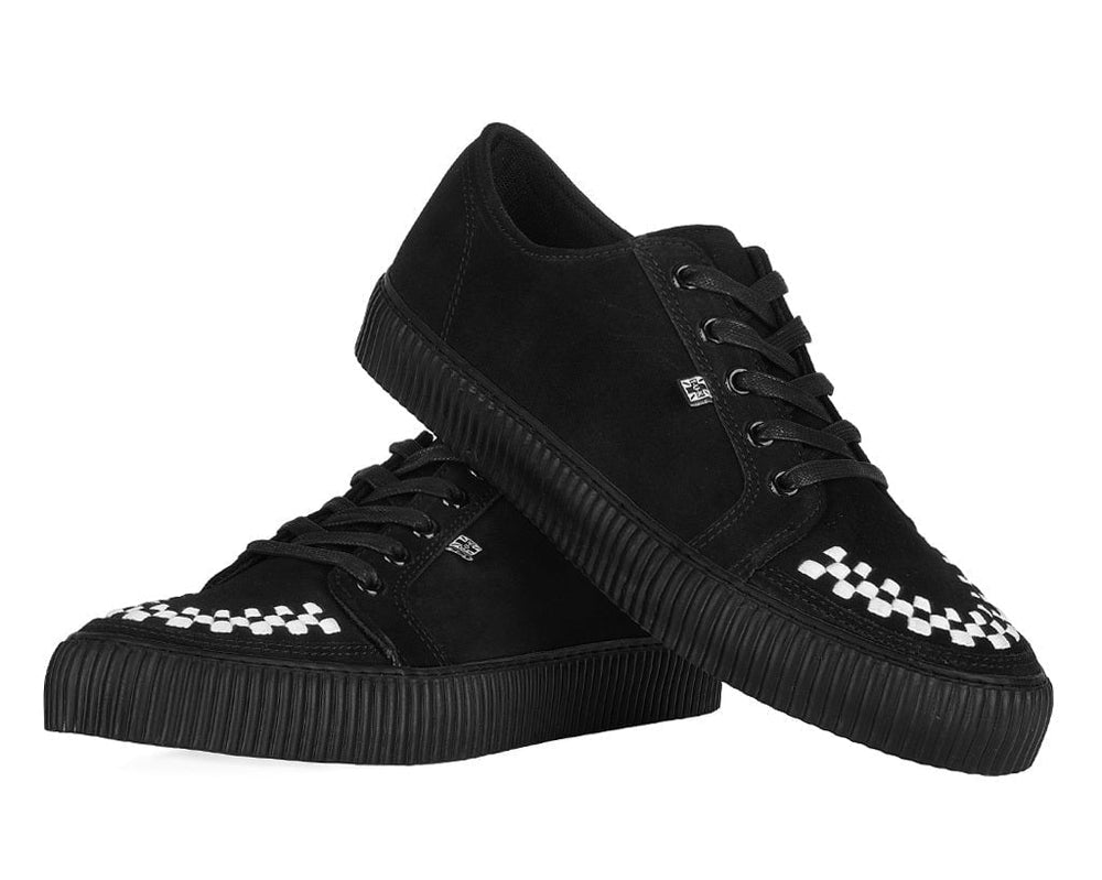 T.U.K. Shoes A3430 Black & White Suede Lace-Up Creeper Sneaker