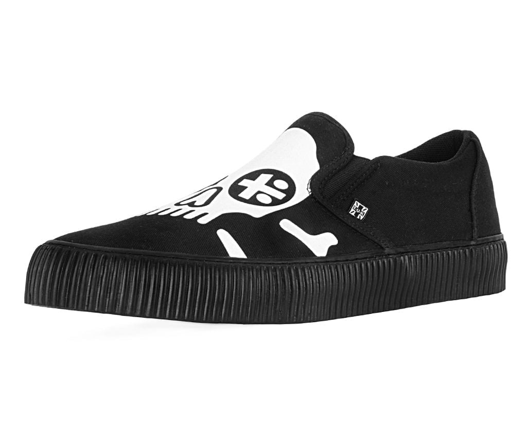 T.U.K. Shoes A3352 Black Skull Canvas Slip-On Sneaker